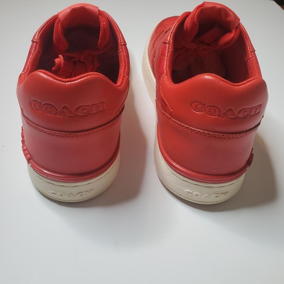 EUC Coach Low Top Sneakers Men's 10D Miami Red (Rare Color) Signature Logo C8965 - Picture 10 of 12